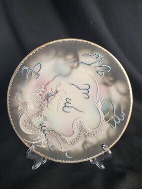 Vintage Japanese Dragonware Dessert Plates Moriage Raised Motif Handpainted